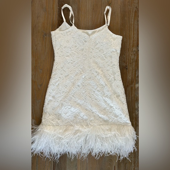 LIKELY Mari Dress - Feather Trim Cocktail Minidress - Picture 3 of 4